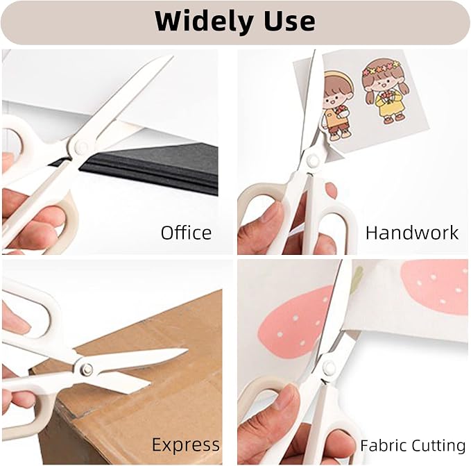 Multipurpose Scissors, Comfort-Grip Handles Sharp Scissors for Office Home School Craft Sewing Fabric Supplies (6", White)