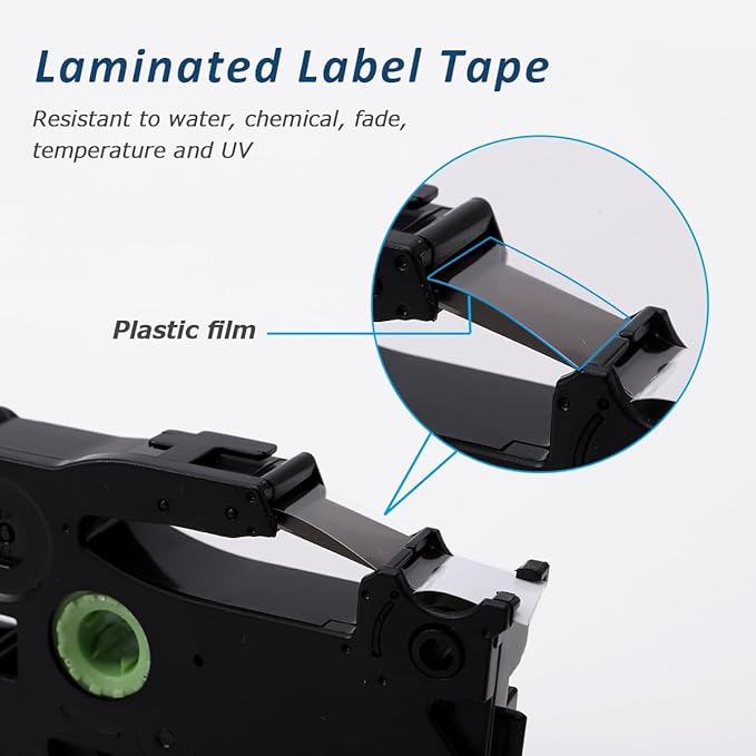 4-Pack 6mm 0.23” Laminated White TZ Tape Compatible with Brother P Touch TZe-211 TZe211 1/4 Inch Label Refill for PT D210 D220 H410 D400