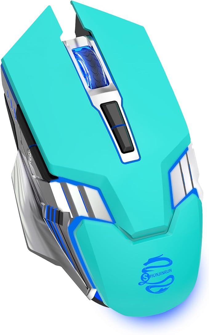 3-Mode RGB Silent Rechargeable Wireless Gaming Mouse Green | BT5.0/BT3.0+2.4G connection, RGB backlight & quiet click, for gaming office, compatible with Laptop, PC, Mac, iPad & Tablet