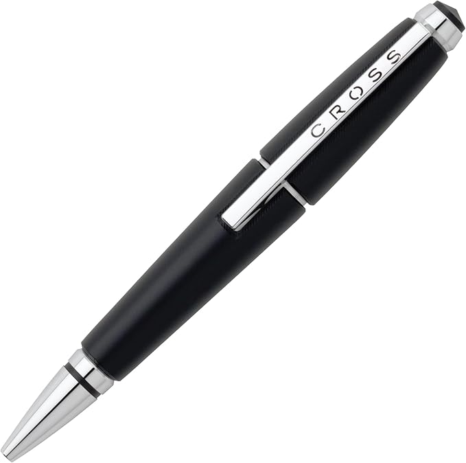 Cross Edge Jet Black Gel Rollerball Pen, Medium Point, Black Ink | Elegant Accessory for Smooth Writing, Capless Slide-Open and Snap-Shut Design, Ergonomic Shape, Comfortable Grip, Gift-Ready
