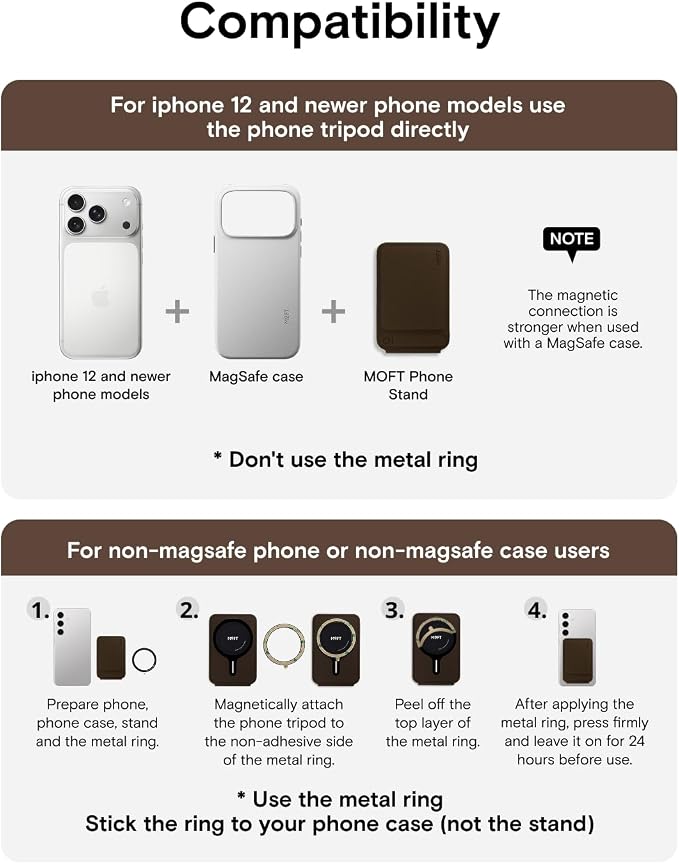 MOFT Phone Tripod Stand, Portable Selfie Stick for iPhone | MOVAS-E- Coffee Leather | Mulit-Angle | Pocket Size | Magsafe Compatible | Easy to Charge | Stylish |For Content Creators
