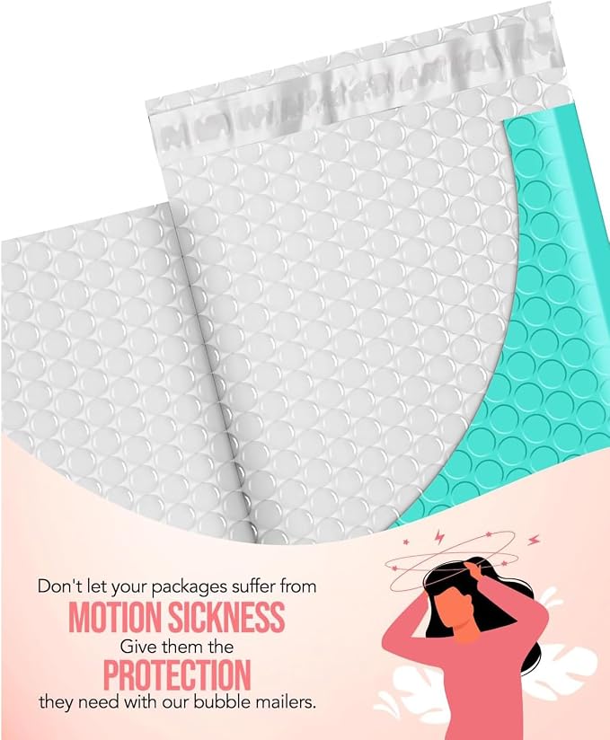 GSSUSA Teal Bubble Mailers 8.5x12" 500 Pack Padded Envelopes Self Seal | 8.5x11" Usable Size, Shipping Bags for Clothes Books, Strong Adhesion, Tear Proof Waterproof, Small Business Package Supplies