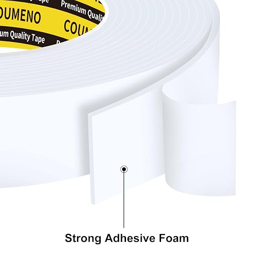 Heavy Duty Double Sided Tape,White Foam Tape,3 Pack 1 in X 16.4 ft | High Tack Strong Adhesive Foam Mounting Tape, Weatherproof Sealing Foam Tape, Easy Peel & Stick for Home Office School