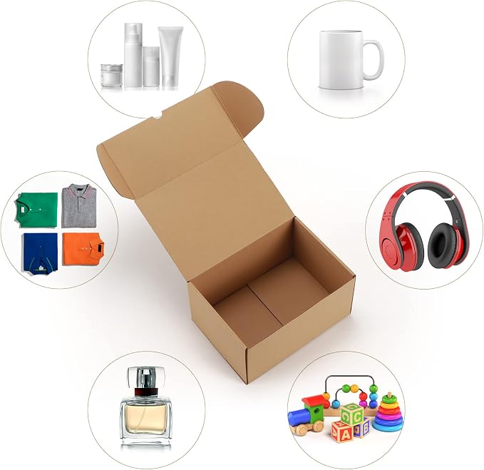 RLAVBL 10x7x5 Shipping Boxes, Brown Corrugated Mailing Cardboard Box for Packing Small Business, 20 Pack