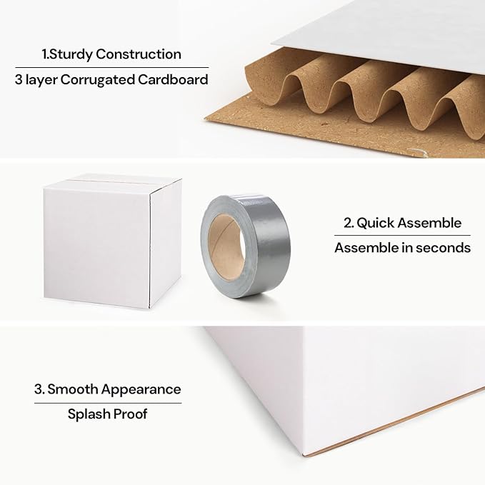 Rempry 30 Pack 6x6x6 Shipping Boxes White, Small Corrugated Cardboard Box for Mailing, Packaging Small Business, Kraft Mailer Gift Boxes