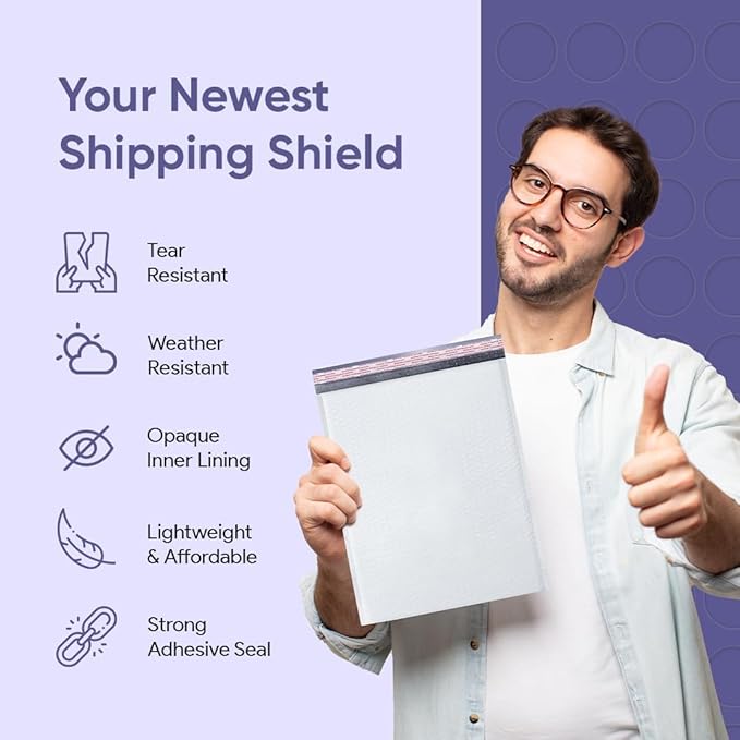 White Small Bubble Mailers 4x8 Inch #000 | Thick Padded Poly Mailer Envelope | Mailing Envelopes | Water & Tear Resistant | 1000 Pack Bulk | Trading Card Sports card Shipping