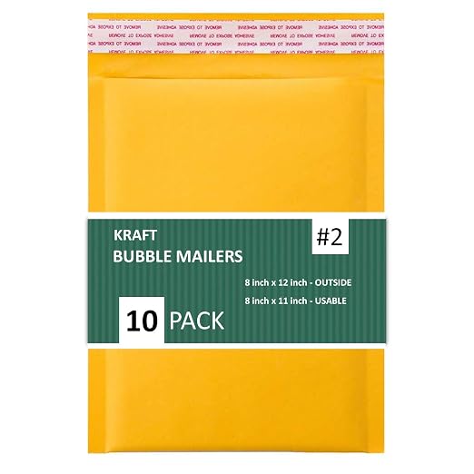 SALES4LESS - Kraft Bubble Mailers, Self-Seal, Waterproof & Cushioned Padded Envelopes for Shipping, 8.5 x 12 in (10 Pack, Gold)