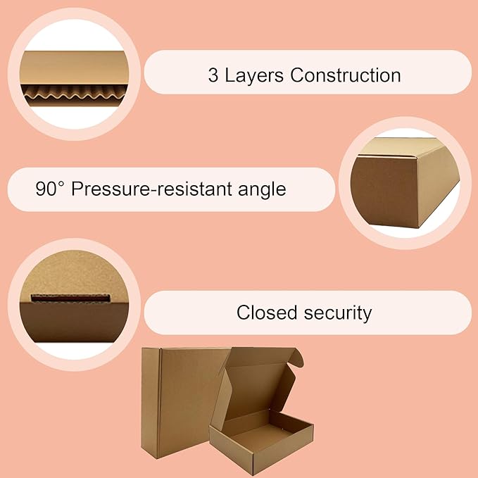 13 x 10 x 3 inch Shipping Boxes Set of 20， Brown Corrugated Cardboard Box Mailer Boxes for Packaging Small Business Shipping，Mailing Boxes Bulk for Birthday Wedding Party Book Literature Gift Giving
