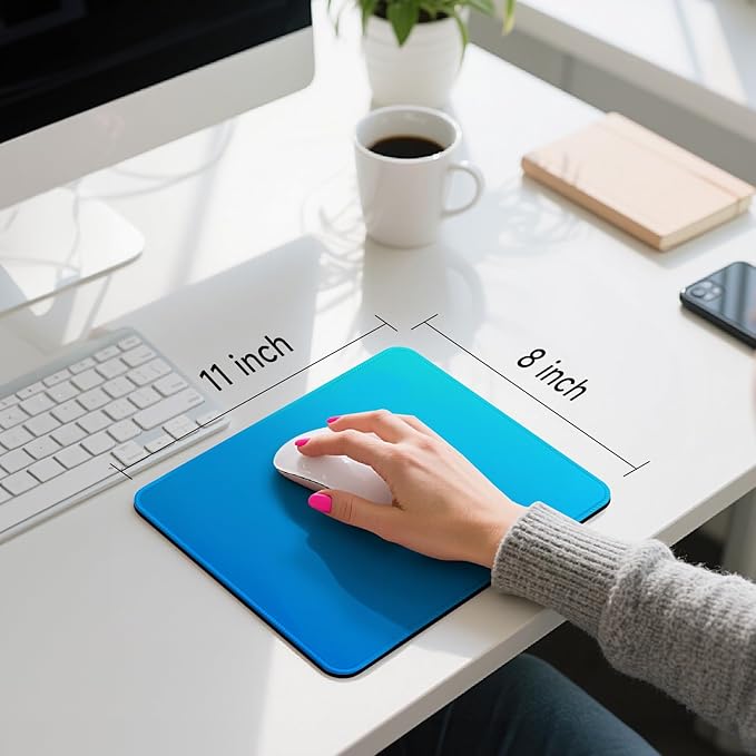 Premium Mouse Pad with Stitched Edges – 10.2 x 8.3 in | Smooth, Washable Mat with Non-Slip Base | Personalized Cute MousePads for Laptop, Computer, Office, Home (Mint Ocean Dip-Dye)