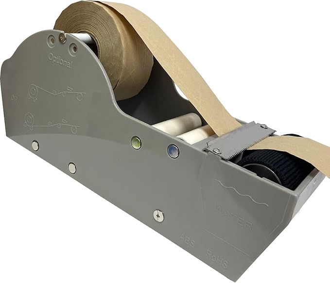 WELSTIK Water Activated Gummed Kraft Paper Tape Packaging Dispenser 3 Inch for Shipping, Carton and Box Sealing, Gray