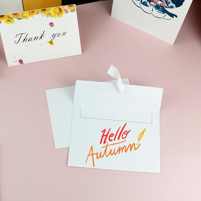 YINUOYOUJIA 50 Packs of A7 envelopes for invitation, 5x7 envelopes for Cards-Self Seal, Square Flap, Great for Wedding, Baby Shower, Mailing, Birthday Party (white)