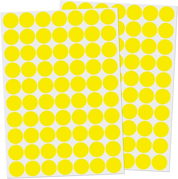 1400 Pcs Yellow Dot Stickers 3/4" Round Color Coding Label Circle Stickers Colored Dots for Office,Classroom,Papers
