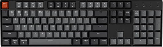 Keychron K10 Full Size 104 Keys Bluetooth Wireless Mechanical Gaming Keyboard for Mac Windows with Keychron Silent K Pro Red Switch, Multitasking/White LED Backlight/USB C Wired Computer Keyboard