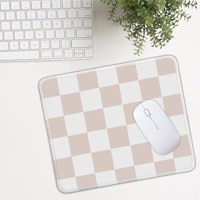 Mouse Pad for Desk with Stitched Edge, Premium Cute Washable Mouse Pads. Computer Mousepad with Non-Slip Rubber Base, Mousepads for Laptop, 9.25x7.75x0.12 inch (Classic Checker)