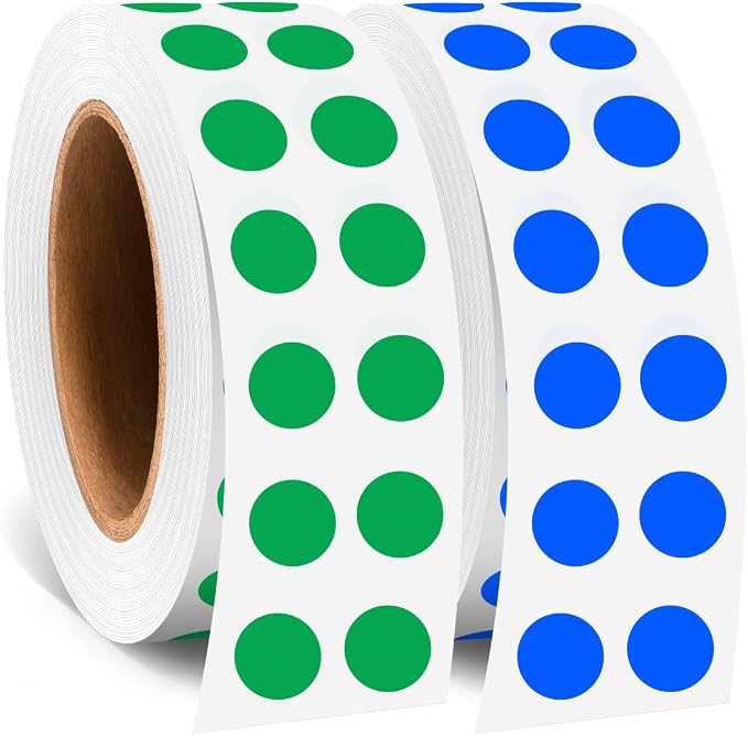 0.25 Inch Small Round Stickers Dot Stickers, 2000 PCS Color Dots | 1/4 Inch Small Round Color Coding Labels Stickers, 2 Rolls Colorful Dots for Organization, Color Code Stickers for Classroom