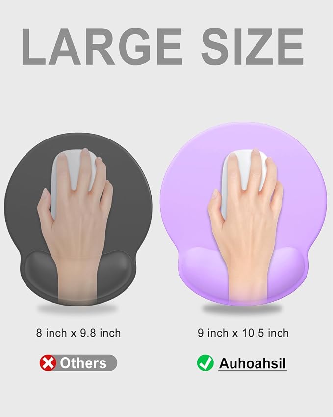 Auhoahsil Ergonomic Mouse Pad with Wrist Rest, Comfortable Silicone Non-Slip Computer Pain Relief Gel Mouse Mat with Wrist Support for Gaming, Work, Office, Women & Men, Cute Pattern, Purple