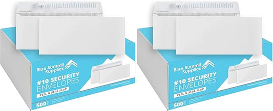 500#10 Windowless Security Envelopes Self Seal, Peel and Seal, Security Tinted, Printer Friendly Design for Business, Dimensions - 4-1/8 Inch x 9 ½ Inch - Envelopes Letter Size for Mailing (Pack of 2)