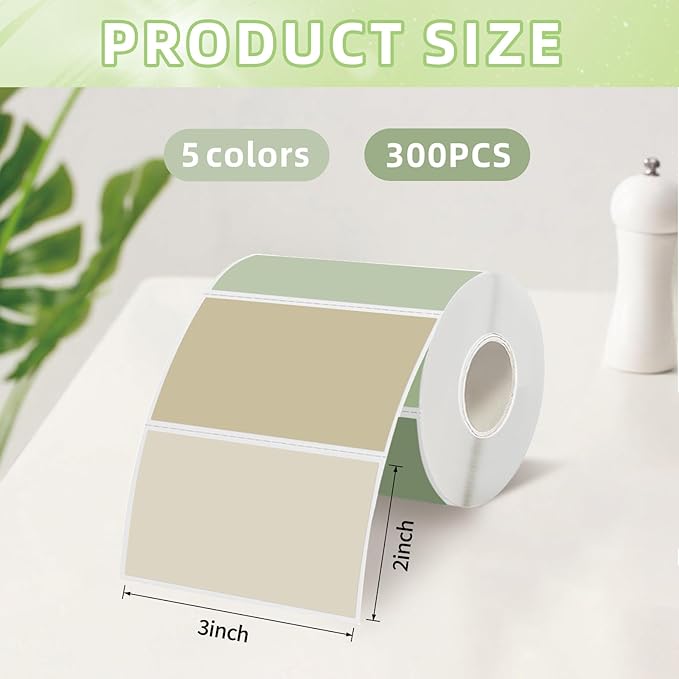 Starboling 3" x 2" Thermal Labels,Self-Adhesive Rectangle Thermal Printer Sticker,for Price,Barcode,Mailing,Name（Green Gradient）