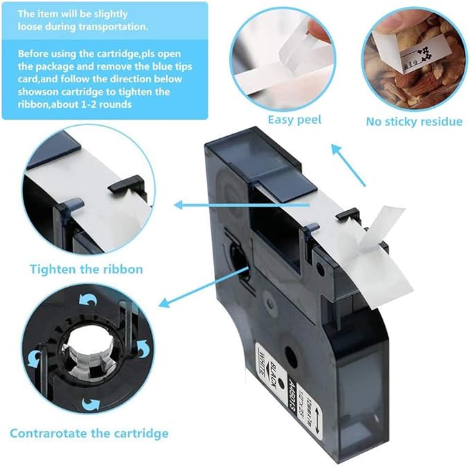 Freshworld 10-Pack 45013 Label Maker Tape Replace for DYMO D1 Label Tape S0720530,Black on White,Labeling Tape Ink Refill,1/2 Inch x 23 Ft,Compatible with Dymo LabelManager 160 210D 280 360D 260P 420P