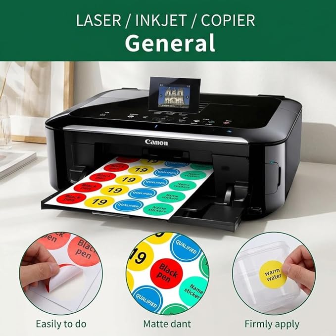 2 Inch Colored Round Labels Printable,Neon Circle Labels for Inkjet & Laser Printer,4 Fluorescent Colors Assorted,2" Diameter Colorful Custom Round Stickers,240 Stickers in Total