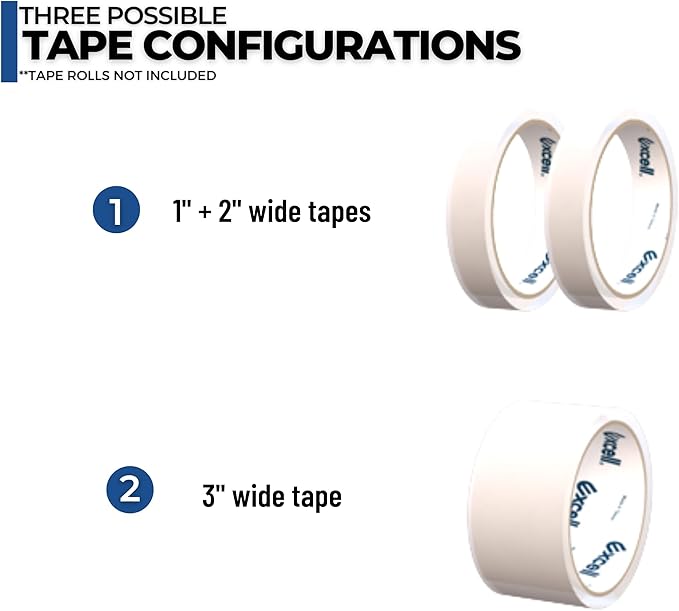 ICO by Excell Twin Premium Wide Metal Multi-Roll Desktop Tape Dispenser, ET-12271, 2 inch Wide, 3 inch Core, Pack of 16