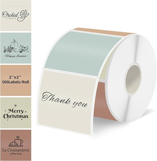 Starboling 2"x2"Square Thermal Labels,Self-Adhesive Thermal Sticker Printer Labels for Small Business,Address,Color Coding（Beige）