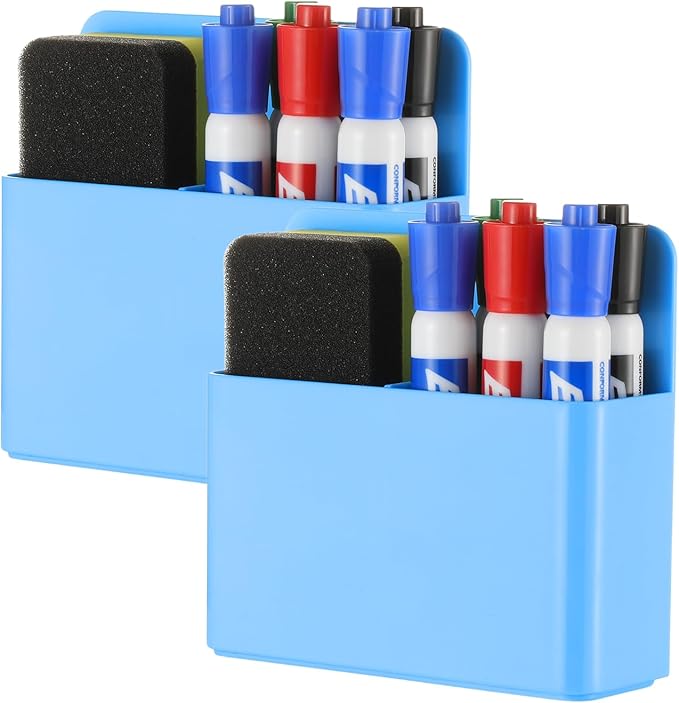 Camelmother 2Magnetic Marker Holder For Whiteboard Dry Erase Marker Holder For Office Refrigerator Fridge Classroom Must (Blue)