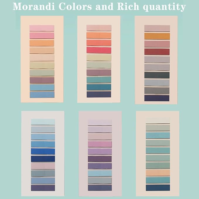 ELII 1200pcs Sticky Tabs Page Markers,Morandi Sticky Note Tabs Colored | Writable and Repositionable,Book Tabs for Annotating,Book Flags Tabs Strip Index Tabs,Page Tabs,Bible Study,Safety Material