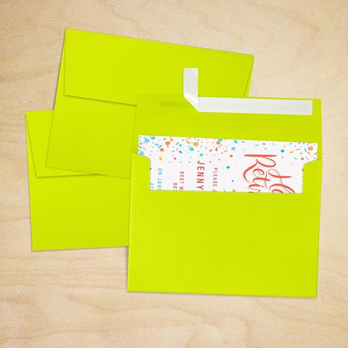 LUXPaper A7 Invitation Envelopes | Peel & Press | 5 1/4" x 7 1/4" | Wasabi Green | 80lb. Text | 50 Qty