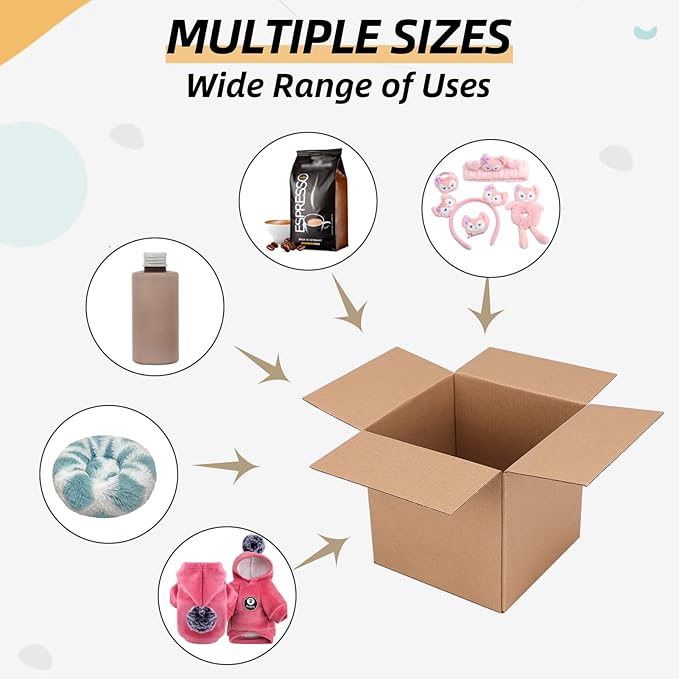 ZBEIVAN Shipping Boxes Mailers 6x6x6 inches Corrugated Cardboard Small Packing Kraft Moving Mailing Box, Pack of 6