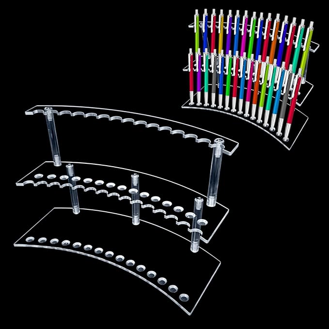 Acrylic Pen Display Stand 30 Slots 1.3cm Pen Stand Display 2 Tier Clear Pen Display Stand Rack Acrylic Pen Stand Display