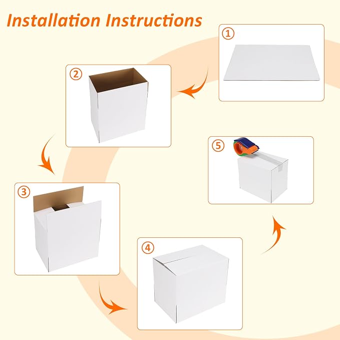HORLIMER 8x6x6 Shipping Boxes Set of 40, White Corrugated Cardboard Mailer Box for Packing Small Business