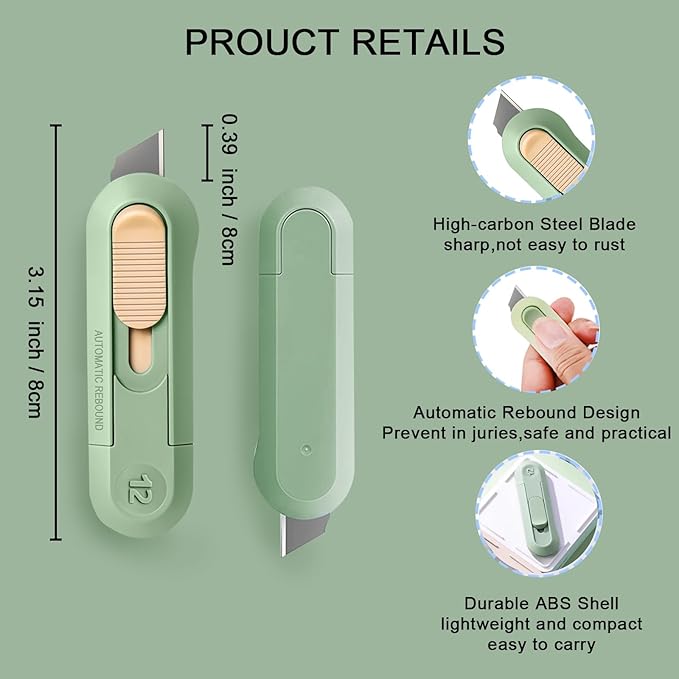 Left Handed Box Cutter,Retractable Box Opener, Package Opener, Easy Slide Retractable Cute envelope opener for opening daily express boxes, envelopes, packages, paper tapes and more