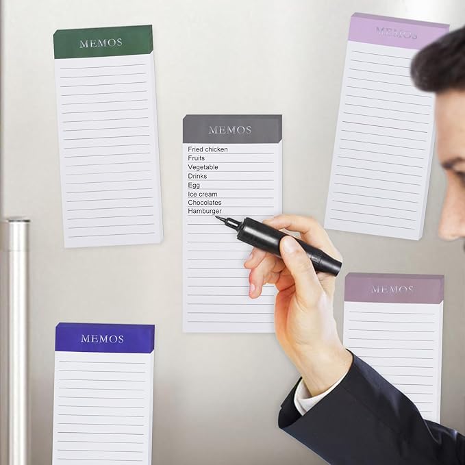 FLIPPED 8 Pack Magnetic Notepads for Refrigerator，Magnetic Note Pad for Fridge，Notepad Grocery List Full Magnet Back Design Magnet Memo Pads for Grocery List, Shopping List(Minimalism)