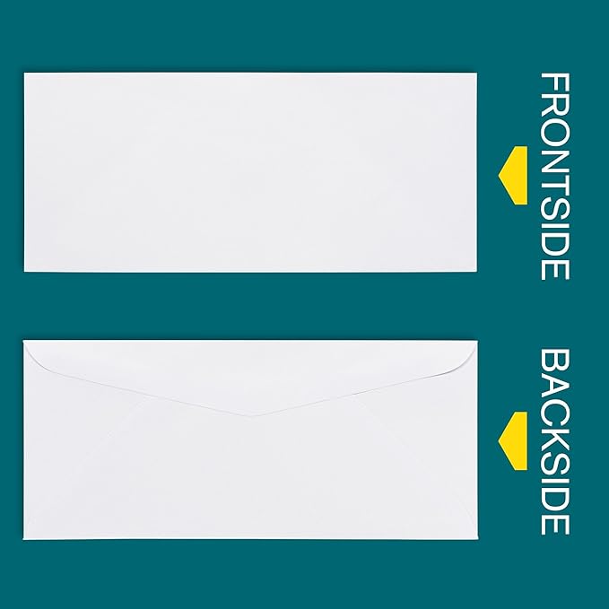 #9 Security Tinted Envelopes - 100 Pack - Letter Size 3 7/8" x 8 7/8" - Gummed Seal for Business, Return Mailing, Legal, Checks, Invoices, Statements - 24lb Plain