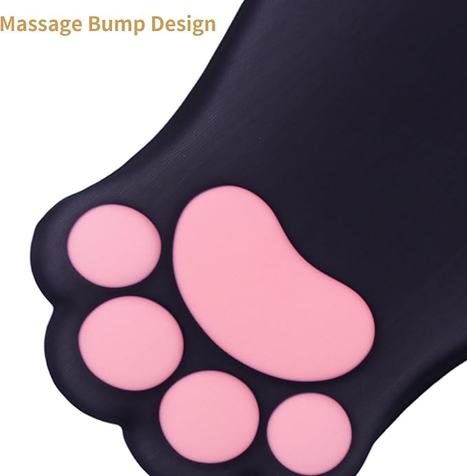 L-SPOUTTO Ergonomic Mouse Pad with Wrist Rest,Black Mouse Pad Wrist Support | Cute Cat Paw Comfortable Massage Design,Computer Pain Relief Mousepad with Non-Slip PU Base for Desk Laptop Gaming