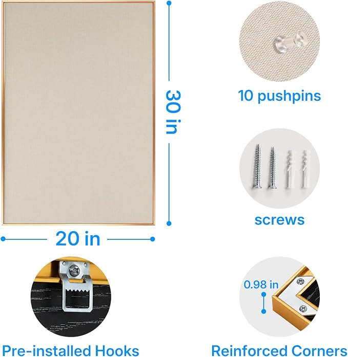 OWLKELA Cork Board, 30 x 20 Inch, Oatmeal | Aluminum Framed Fabric, Bulletin Board, Ideal for Home Office and Bedroom