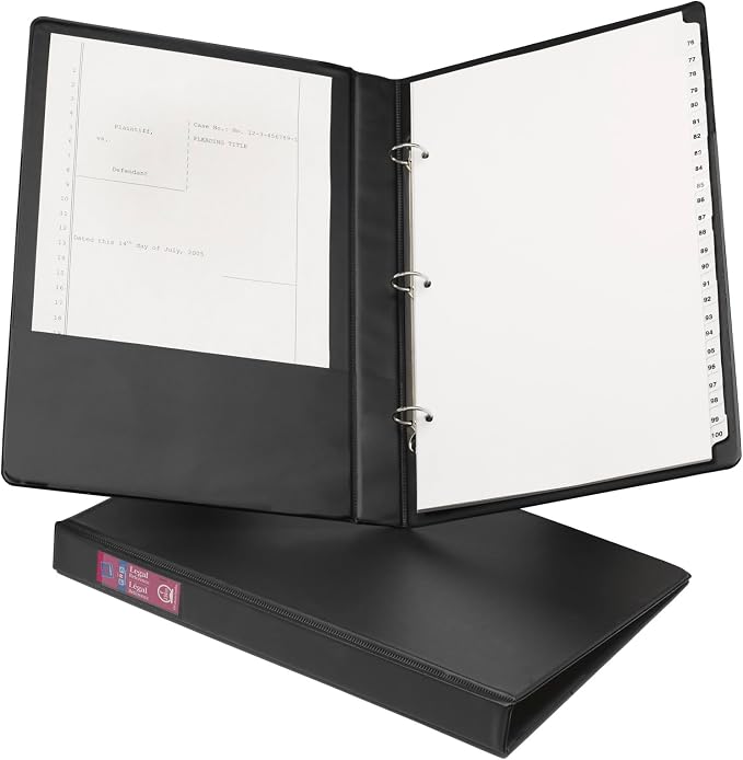 Avery Legal-Size Durable 3 Ring Binder, 1" Round Ring, 1 Black Binder | For Legal Document and Contract Storage, Holds 8.5" x 14" Paper, Two Interior Pockets, Spine Label Window, Wide Panels