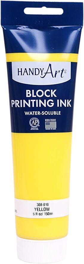 Handy Art 308-010 Water Soluble Block Printing Ink Tube, Yellow, 5-Ounce