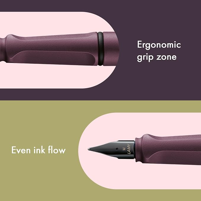 LAMY safari scarlet - Fountain Pen with ergonomic grip & polished steel nib in size F - ideal for any Writing & Calligraphy - including LAMY T 10 blue cartridge - Right-Handed | Lamy Fountain pen with ergonomic grip - robust ASA plastic - incl. LAMY T ...