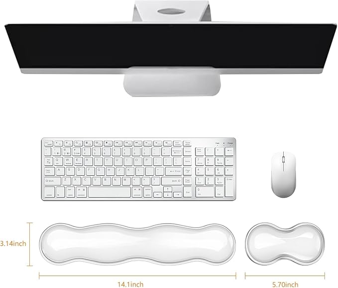 Mouse Pad with Wrist Rest, Soft Cloud Gel Keyboard Mouse Pad Set with Hand Wrist Support, Cute Non Slip Office Desk Accessories for Comfort/Pain Relief/Computer/Laptop (Clear Wave)