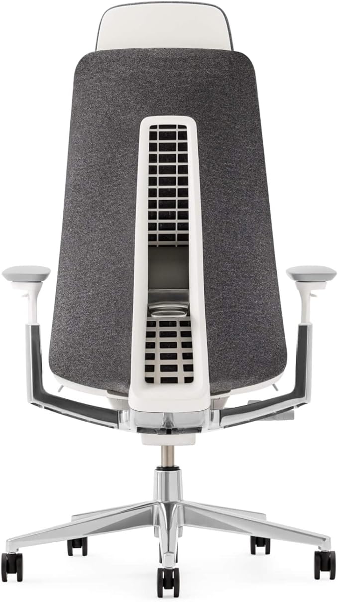 Haworth Fern Executive Office Chair with Lumbar Support, Adjustable Desk Computer Chair with Digital Knit Finish and Adjustable Headrest for Home Office Furniture, Heathered Grey
