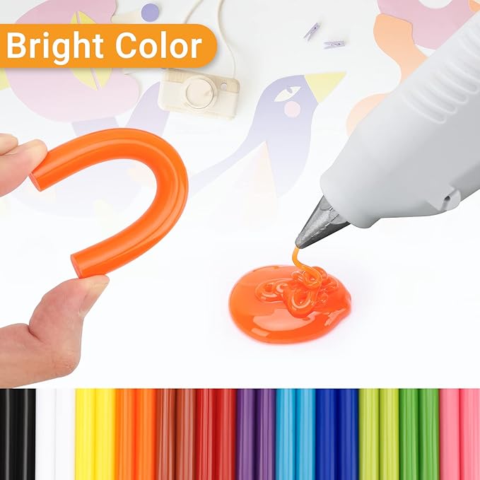 Manarty Colored Hot Glue Sticks Full Size, 48 PCS 0.43" Dia x 4" Long Hot Melt Glue Sticks, 12 Colorful EVA Adhesive Purpose Glue Stick Standard for DIY Art Craft Stamp Repairs Gluing Projects