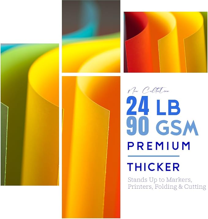 Colored Copy Paper 8.5X11 Inches,140 Sheets 24 lb/90GSM 7 Colors Rainbow Letter Size Printer Multipurpose Paper for Office School Education Daily Printing,Document Copying,Study