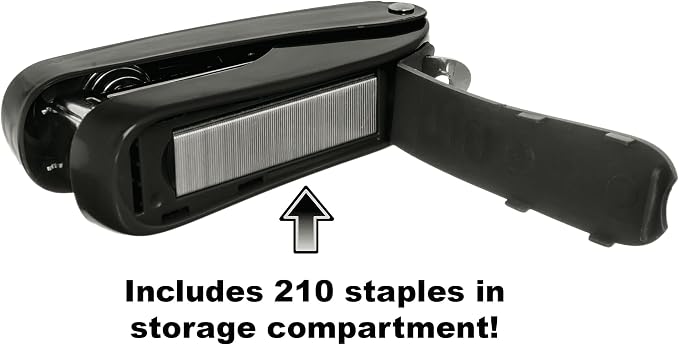 Praxxis Pro Office Supplies - Aria-Plus Half-Strip Mini Stapler - Durable, Compact, and Colorful Stapler for Office and Travel Use, Compatible with Standard 26/6 Staples, Charcoal