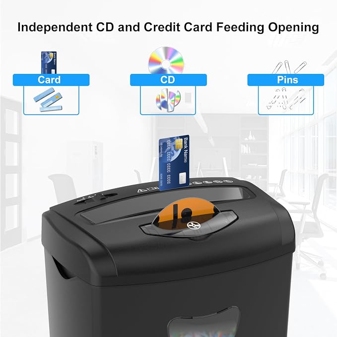 Woolsche 12-Sheet Cross Cut Paper Shredder with Large 5.55-Gallon Basket - P-4 Security, 3-Mode Shred for Cards/CDs/Staples/Clips - Jam Proof System for Office (ETL Certified)