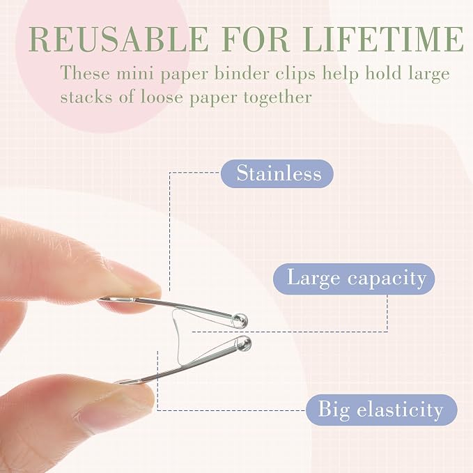Jetec 500 Pcs Pastel 1 Inch Binder Clip Paper Clamp Metal Paper Clip | for Teachers Students Classroom Business Office and School Office Supplies