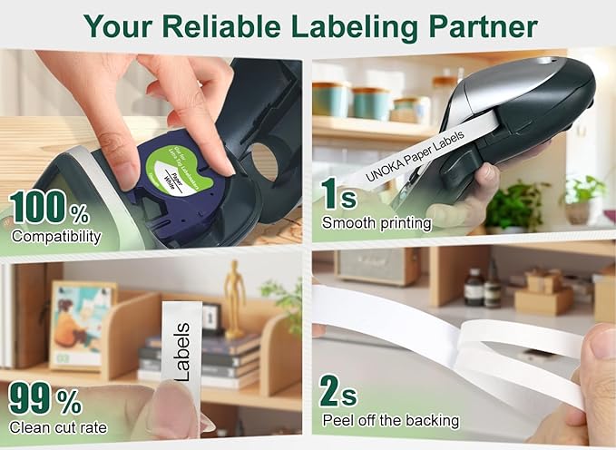UNOKA Compatible for Dymo Letra Tag Label Maker Refills 1/2 x 13, 12mm x 4m White Paper Tape 91330 10697 S0721510 for Dynamo LetraTag LT-100H LT-100T QX50 200B XR XM 2000, 3 Pack