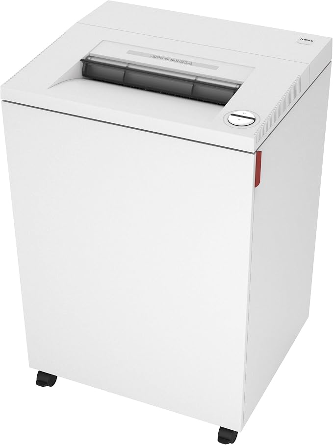 Ideal 4003 Strip Cut Centralized Office Paper Shredder Heavy Duty, Continuous Operation, Shreds 43-45 Sheet Capacity, P-2 Security | P2 strip cut shredder for 18 to 20 users with 43 to 45 sheet capacity 44 gallon bin and 16 inch feed opening