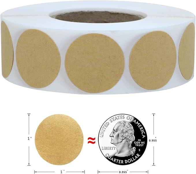 1000PCS Kraft Circle Stickers Dot Stickers, 1 Inch Round Blank Garage Sale Price Sticker Kraft Coding Tag Labels Brown Natural Envelope Seals for Home Classroom Jam Canning Jar Labels (Brown 1 Inch)